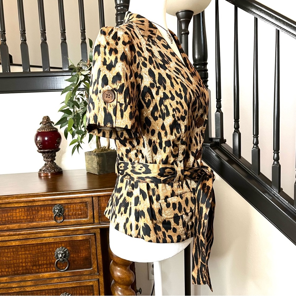 NWT Brown/Black Leopard Print Tie-Waist Top - Picture 2 of 9